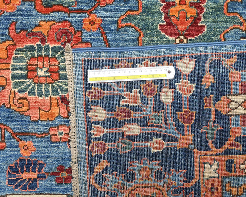 8x8 Blue Aryana Afghan Hand Knotted Square Veg Dye Wool Area Rug